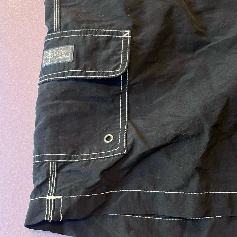 Polo Ralph Lauren Board Shorts Swim Trunks Men's XL Black Lined Pockets Pony - Picture 3 of 6